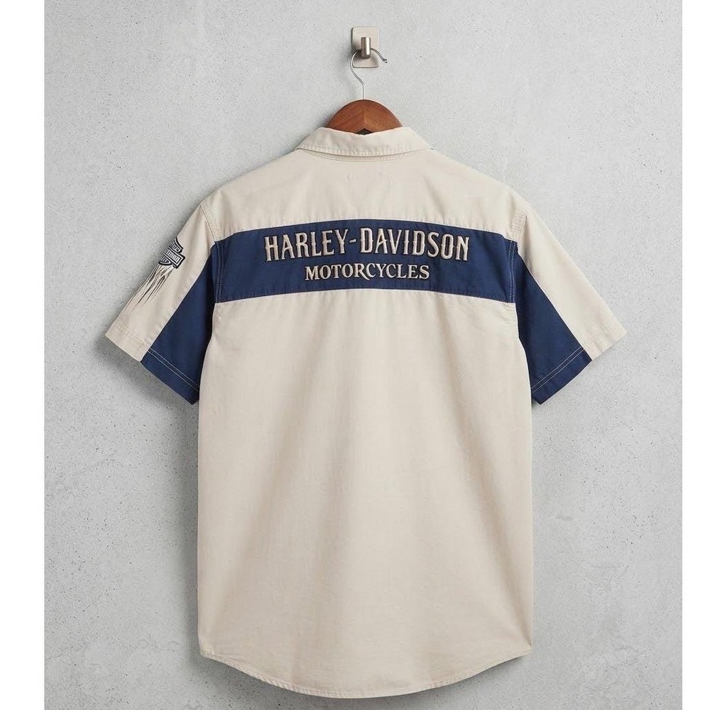 Harley-Davidson Embroidered Button Up Garage Shirt Large Tall Grunge HD Biker